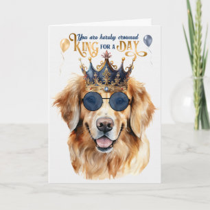 Golden Retriever Kung för en daglig födelsedag Kort