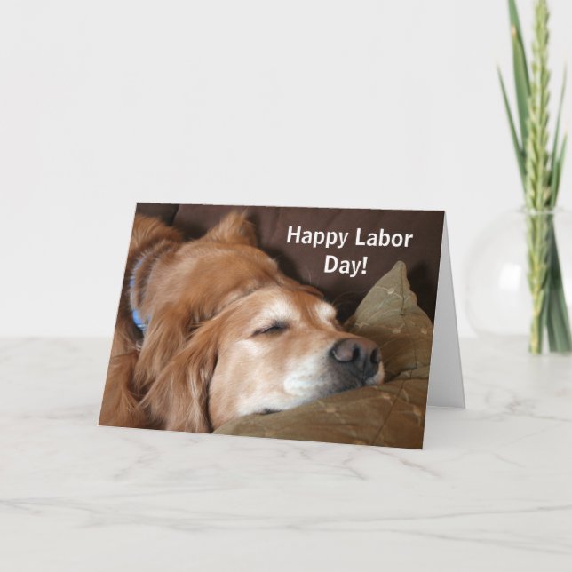 Golden Retriever Labour Day Kort (Framsida)