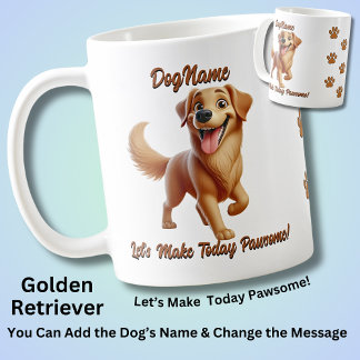 Golden Retriever, Lägg till Hund Namn, Ändra text Kaffemugg