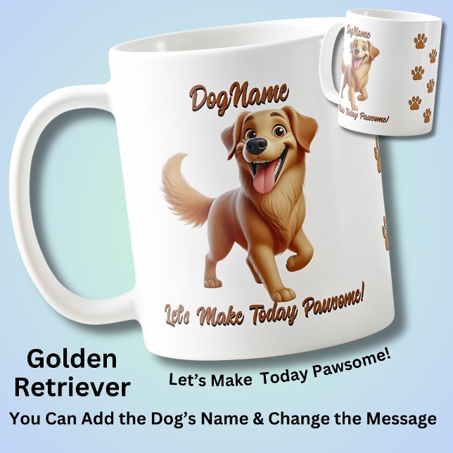 Golden Retriever, Lägg till Hund Namn, Ändra text Kaffemugg (Skapare uppladdad)