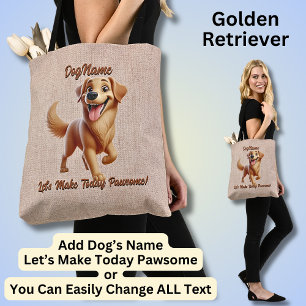 Golden Retriever - Lägg till Hund Namn, Ändra text Tygkasse