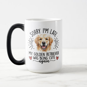 Golden Retriever ledsen jag är sen Rolig hundälska Magisk Mugg
