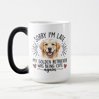 Golden Retriever ledsen jag är sen Rolig hundälska Magisk Mugg