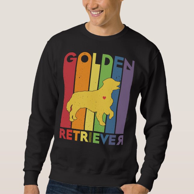 Golden Retriever Lgbtq Retro 283 Lång Ärmad Tröja (Framsida)
