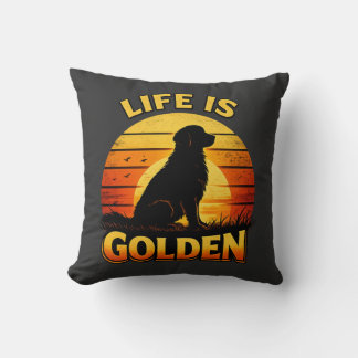 Golden retriever life is golden sunset dog pillow kudde
