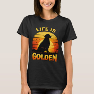 Golden retriever life is golden sunset dog shirt t