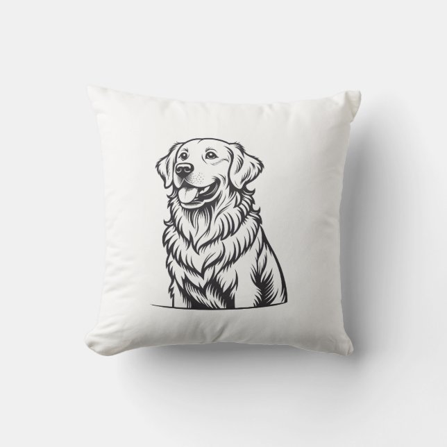 Golden Retriever Line Art Throw Pillow Kudde (Framsida)