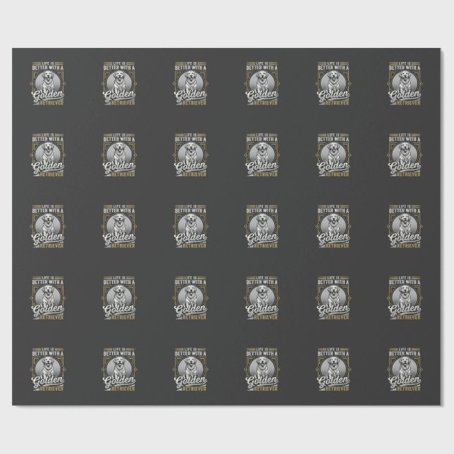 Golden Retriever Livet Är Bättre Hund Presentpapper (Platt)