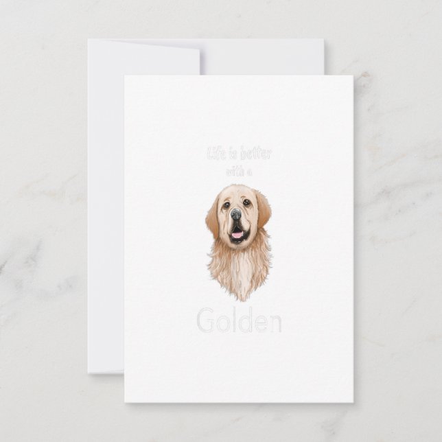 Golden Retriever - Livet är bättre med en Golden R OSA Kort (Framsida)
