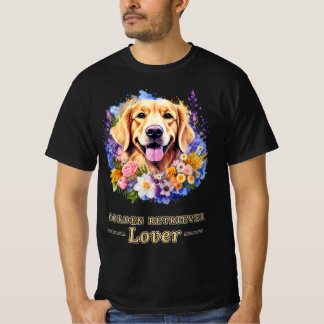 Golden Retriever Lover Floral Watercolor Dog Gift T Shirt