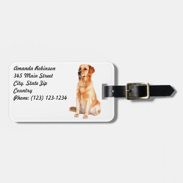 Golden Retriever Luggage Tag Bagagebricka (Horisontell Framsida)