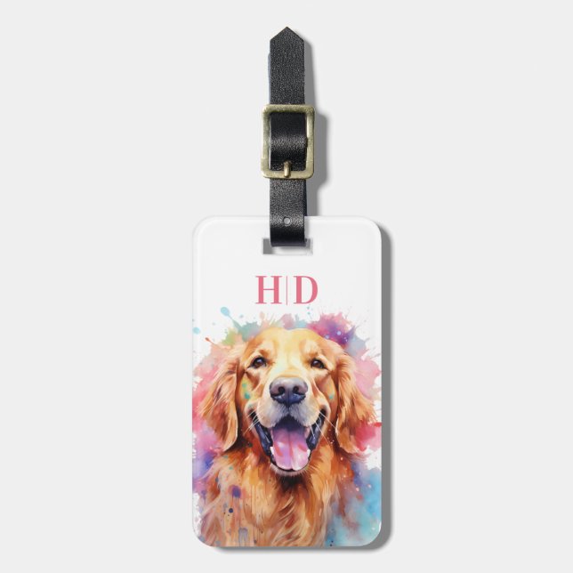 Golden Retriever Luggage Tag Bagagebricka (Vertikal Framsida)