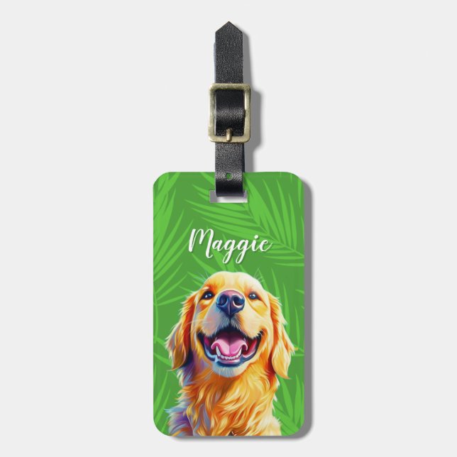 Golden Retriever Luggage Tag Bagagebricka (Vertikal Framsida)