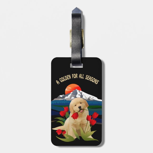 Golden Retriever Luggage Tag Bagagebricka (Baksidan Lodrät)