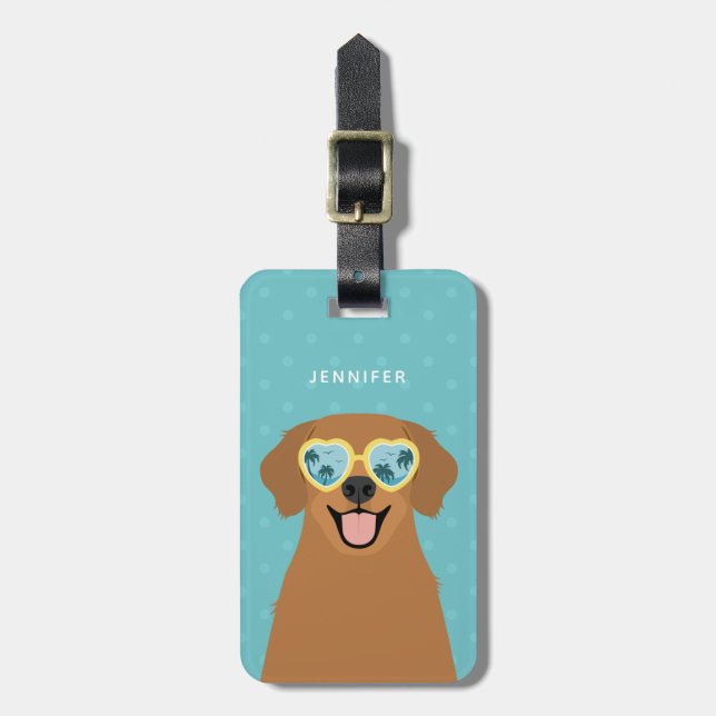 Golden Retriever Luggage Taggs Bagagebricka (Vertikal Framsida)