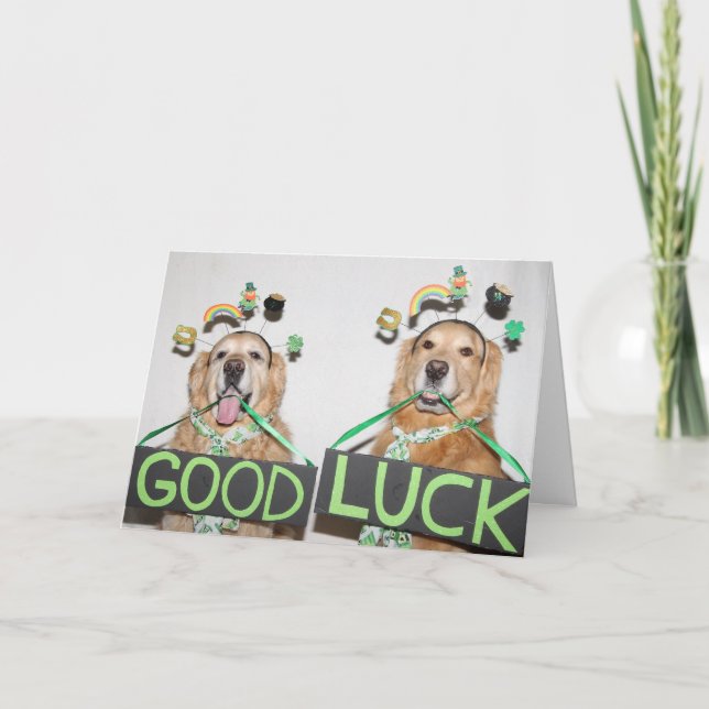 Golden Retriever Lycka till St. Patrick's Day Kort (Framsida)