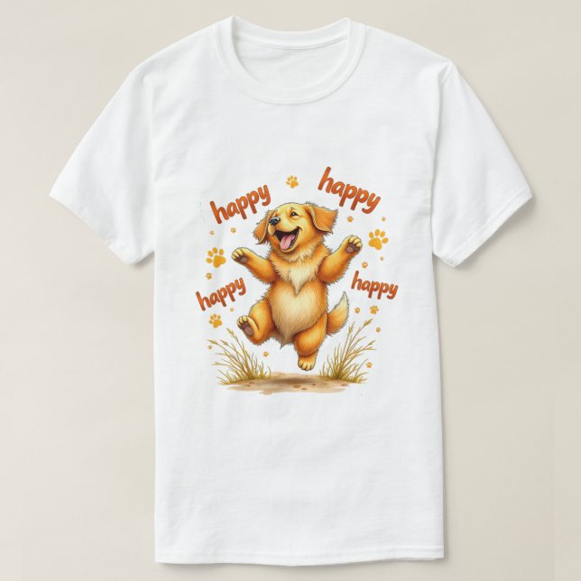 Golden Retriever "Lycklig Golden Retriever" T Shirt (Design framsida)