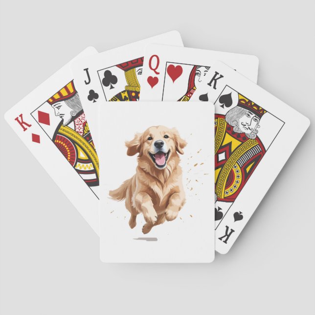 Golden Retriever Lycklig-uppspelande Roligt i Luft Casinokort (Baksidan)