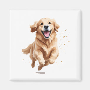 Golden Retriever Lycklig-uppspelande Roligt i Luft Magnet