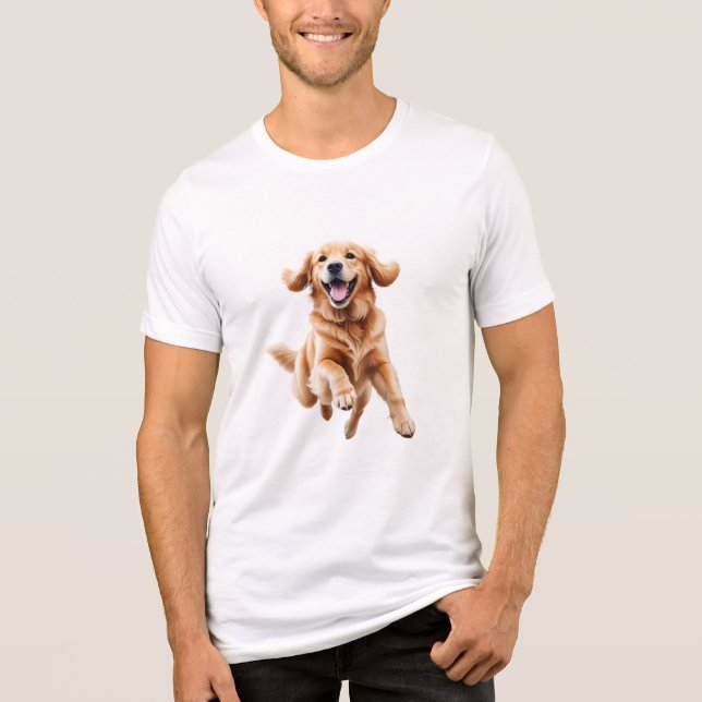 Golden Retriever Lycklig-uppspelande Roligt i Luft T Shirt (Framsida)