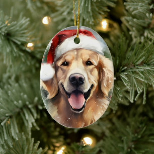 Golden Retriever - målning av julpensel Julgransprydnad Keramik