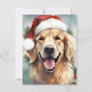 Golden Retriever - målning av julpensel Julkort