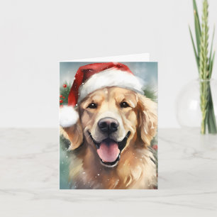 Golden Retriever - målning av julpensel Kort