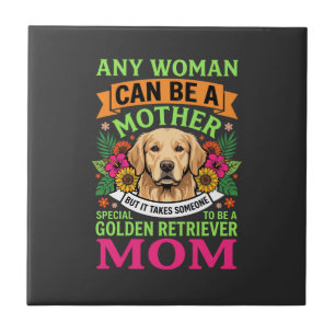 Golden Retriever Mamma Blommig Hundälskare Kakelplatta