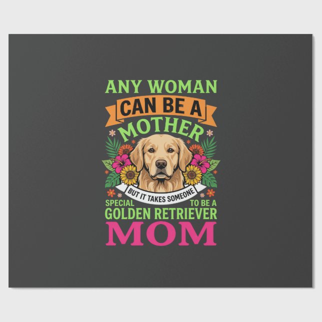 Golden Retriever Mamma Blommig Hundälskare Presentpapper (Platt)