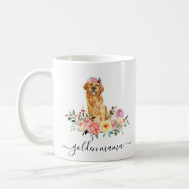 Golden Retriever Mamma Blommigt Kaffemugg