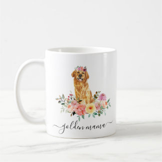 Golden Retriever Mamma Blommigt Kaffemugg