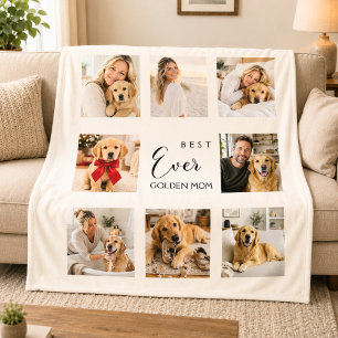 Golden Retriever Mamma Moder Kräm Fотокollage Fleecefilt