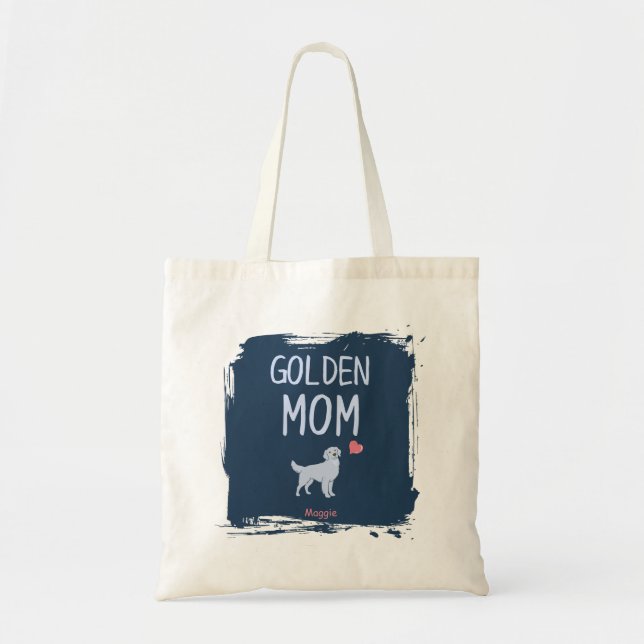Golden Retriever-mamma väskor med anpassat namn (Framsidan)