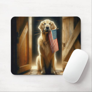 Golden Retriever med amerikansk Flagga Musmatta