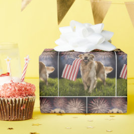 Golden Retriever med amerikansk Flagga Presentpapper
