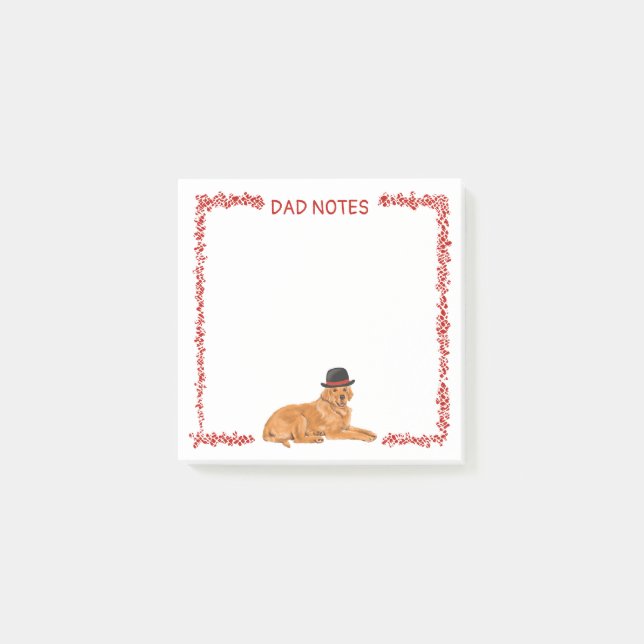Golden Retriever med Black Hat Post-it Block (Framsida)