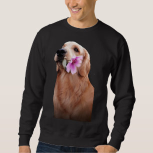 Golden Retriever med blomma Lång Ärmad Tröja