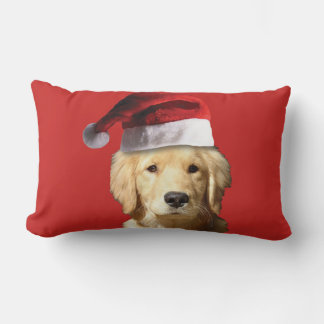 Golden Retriever med en Jultomten Hat Lumbarkudde