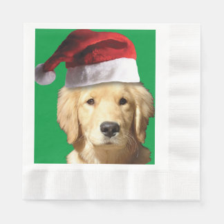 Golden Retriever med en Jultomten Hat Pappersservett
