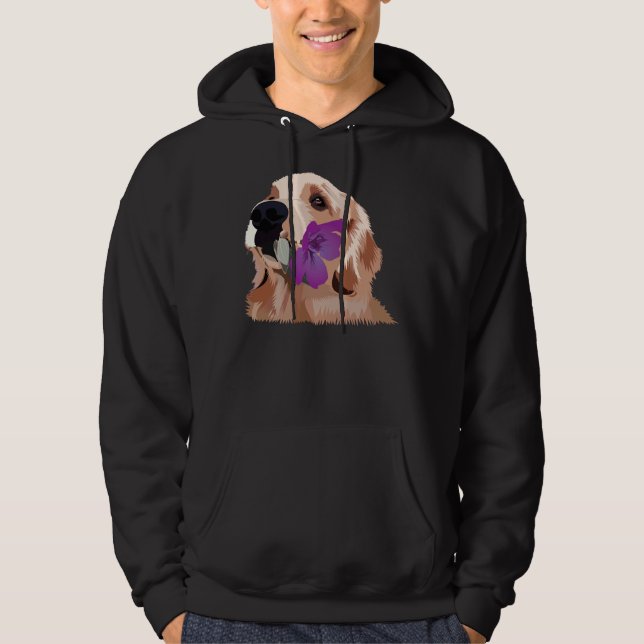 Golden Retriever med en Lila blomning Hoodie (Framsida)