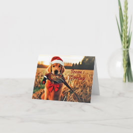 Golden Retriever med ett fasansfullt Helgdag-kort Helgkort