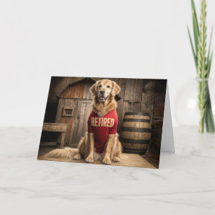 Golden Retriever med ett rött pensionerat skepp Kort