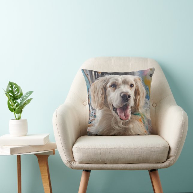 Golden Retriever med färgfläckar Kudde (Stol)