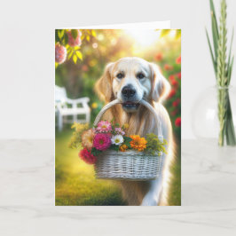 Golden Retriever med födelsedag Basket Kort
