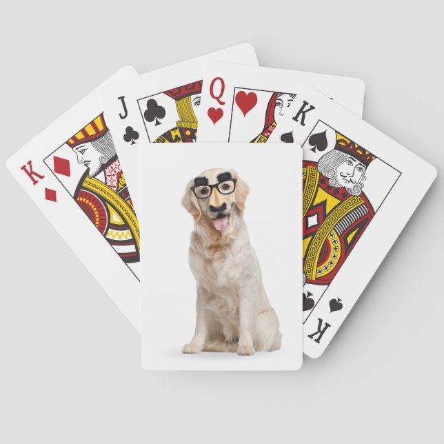 Golden Retriever med Funny Mask Casinokort (Baksidan)