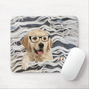 Golden Retriever med glas Musmatta