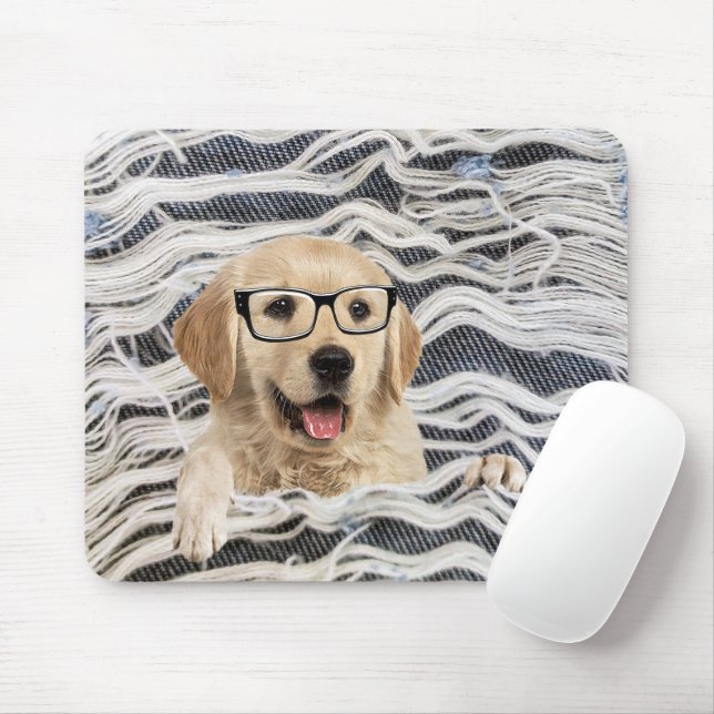 Golden Retriever med glas Musmatta (Med mus)