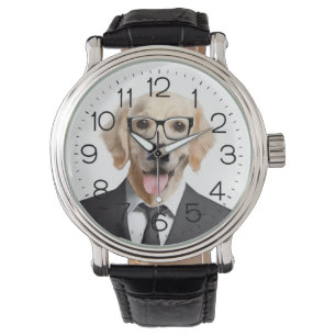 Golden Retriever med Glass Watch Armbandsur