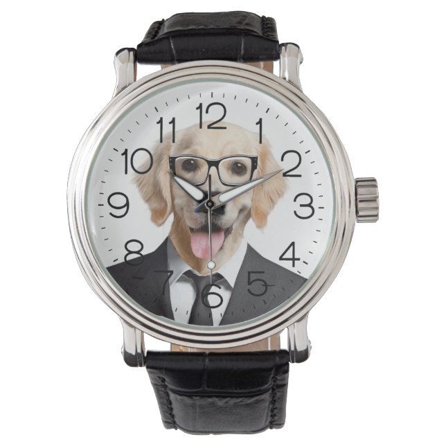 Golden Retriever med Glass Watch Armbandsur (Framsida)