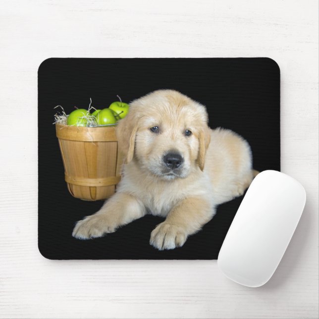 Golden Retriever med Grönt Apples Musmatta (Med mus)